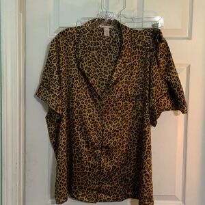 Victoria's Secret Brown Leopard Button Down Shirt